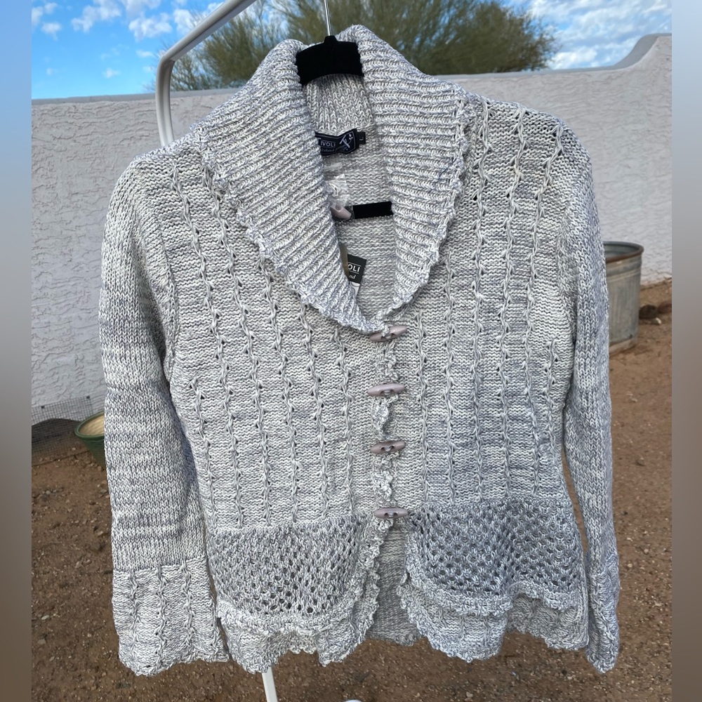 NWT Tivoli of Ireland cotton linen blend GORGEOUS cardigan sweater